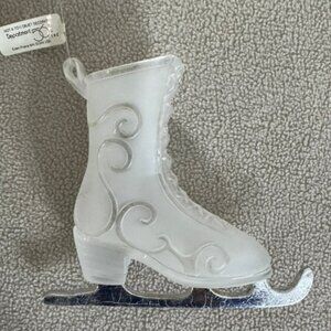 NWT Vtg Retired Dept. 56 Frosted Ice Skate Xmas Ornament Silver Tone Metal Blade